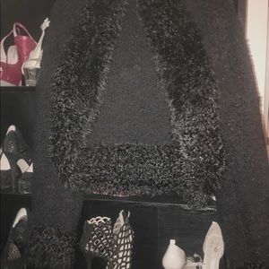 PRETTY ANGEL fuzzy sweater shrug with eyelash trim